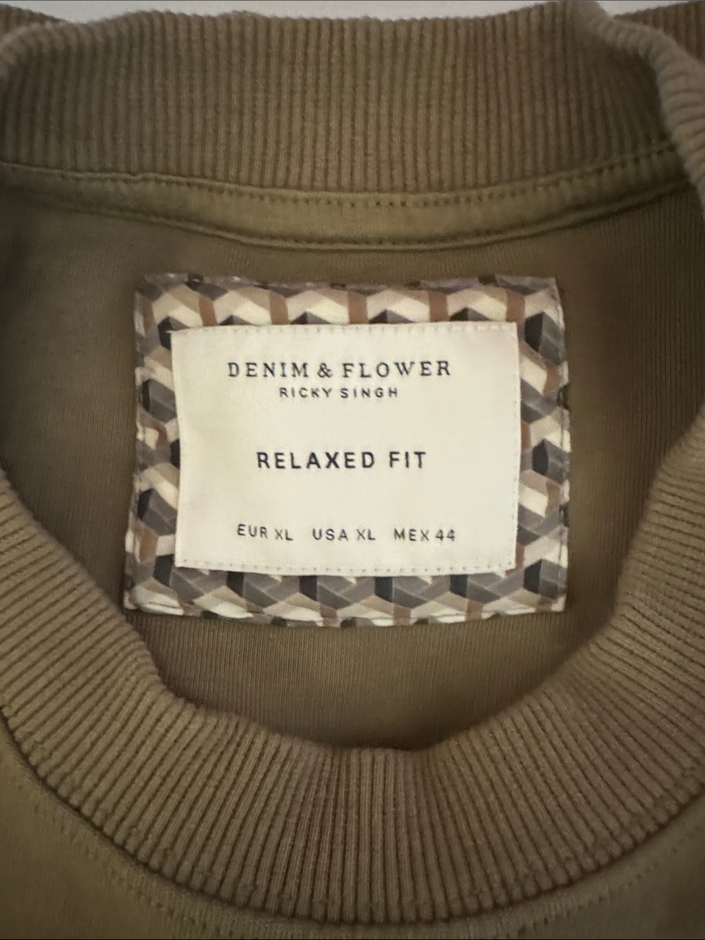Denim & Flower Relaxed Fit Sweatshirt in Khaki - Picture 6 of 7